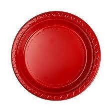 Red Plastic Plates /10Pcs