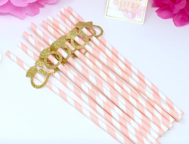 Engagement Ring Paper Straws /10Pcs