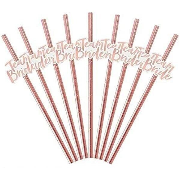 Rose Gold Team Bride Straws /10Pcs