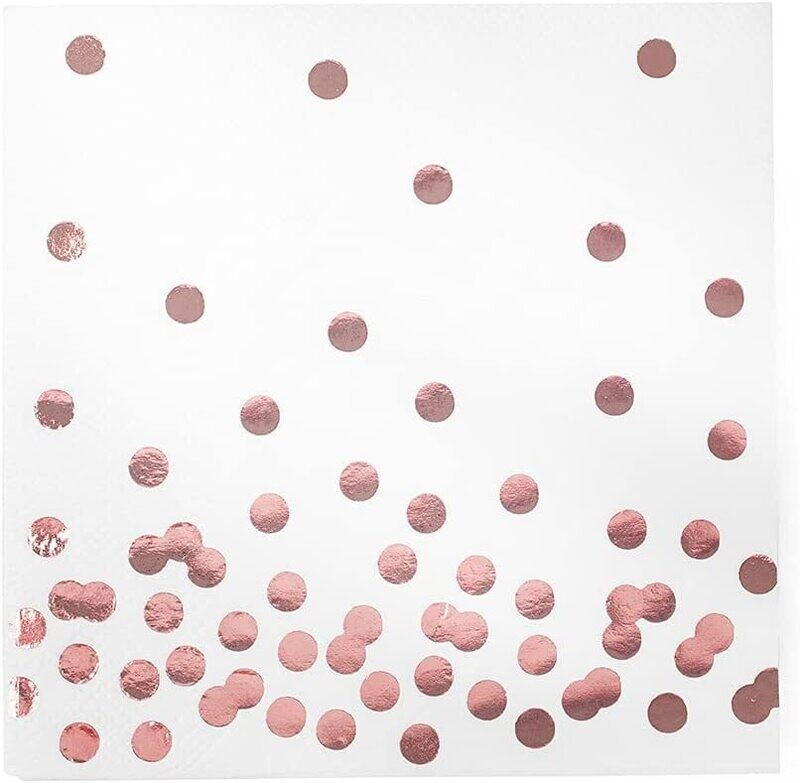 Napkins with Rose Gold Foil Polka Dot Confetti /20Pcs