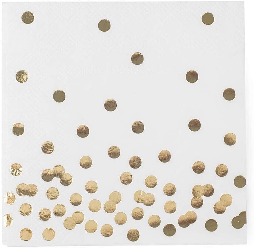 Napkins with Gold Foil Polka Dot Confetti /20Pcs