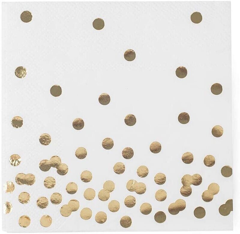 Napkins with Gold Foil Polka Dot Confetti /20Pcs
