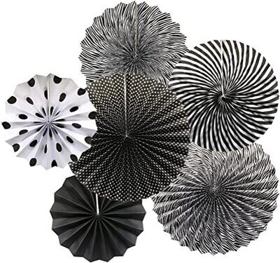 Paper Fans Set Black /6Pc