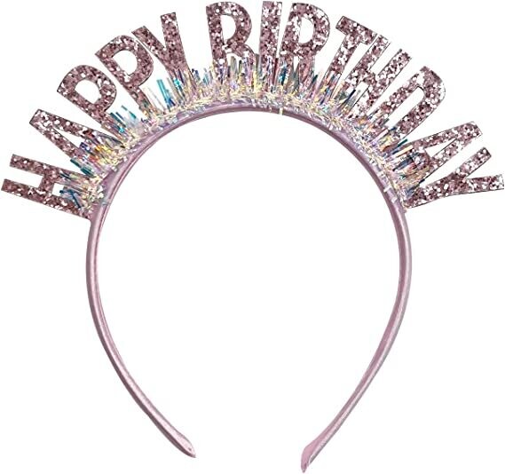 Happy Birthday Pink Glitter Headband