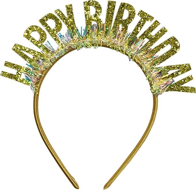 Happy Birthday Gold Glitter Headband