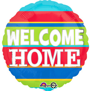 Welcome Home Colorful Stripes Foil Balloon