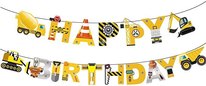 Construction Party Happy Birthday Banner