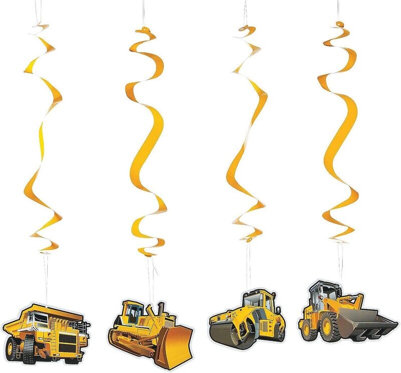 Construction Party Hanging Swirls /6Pcs