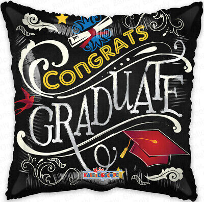 Congrats Grad Blackboard Square Foil Balloon