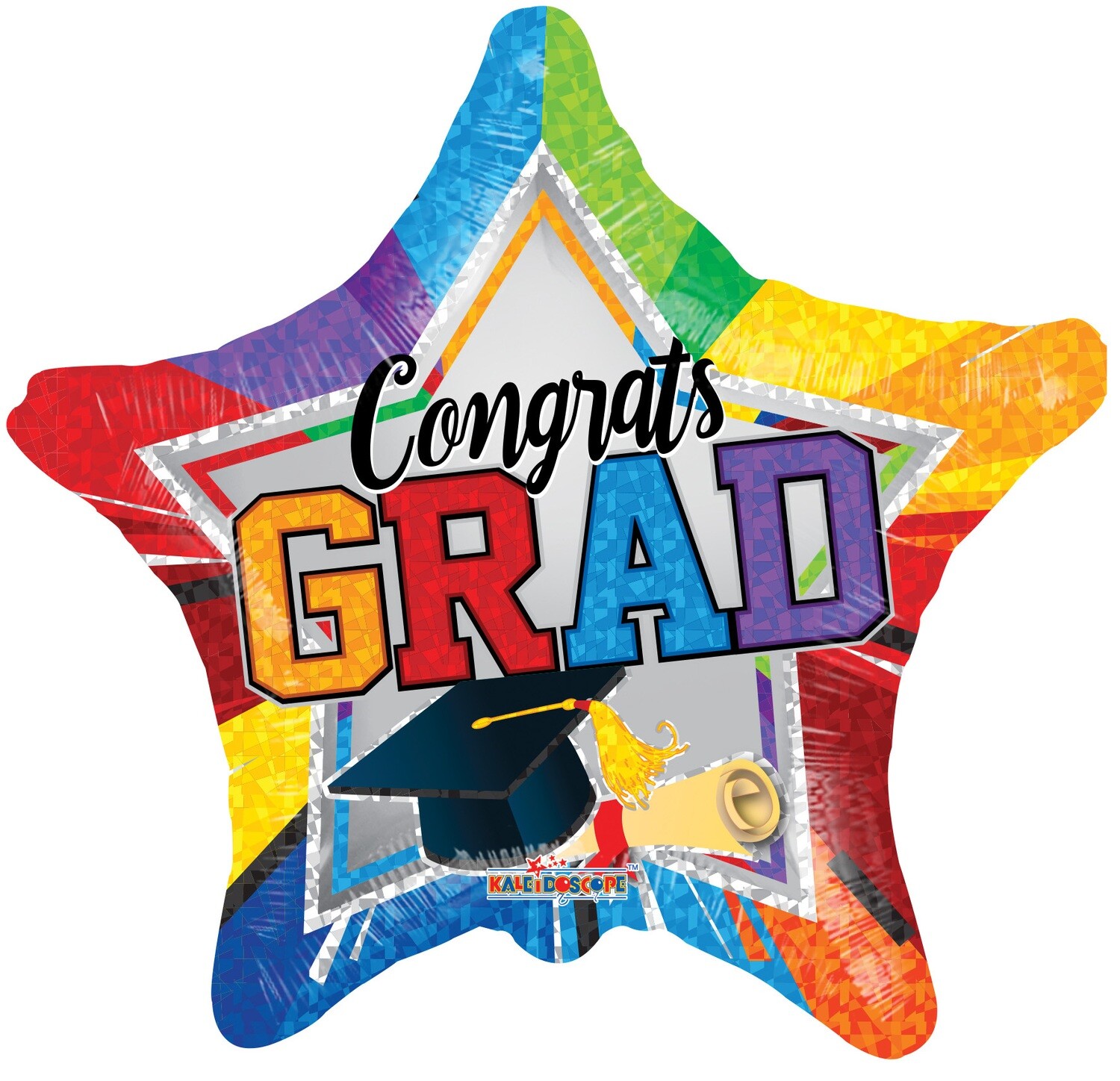 Grad Multicolor Star Foil Balloon