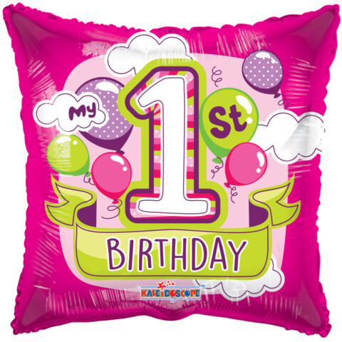 1st Birthday Girl Foil Balloon