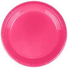 Hot Pink Plastic Plates /10Pcs