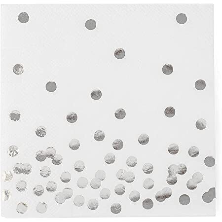 Napkins with Silver Foil Polka Dot Confetti /20Pcs