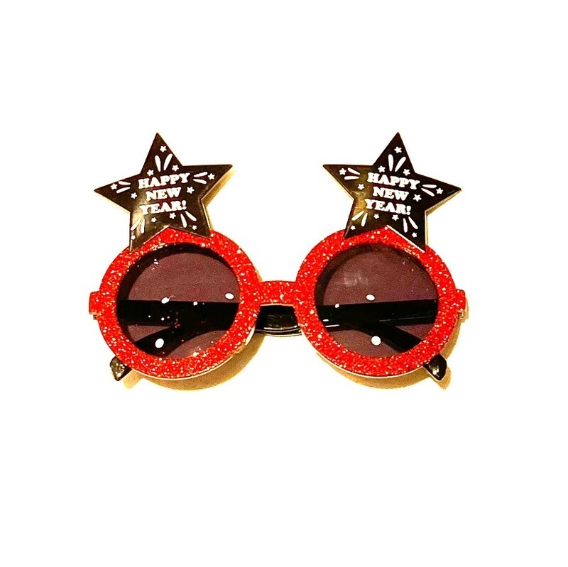 Happy New Year Red Star Glasses