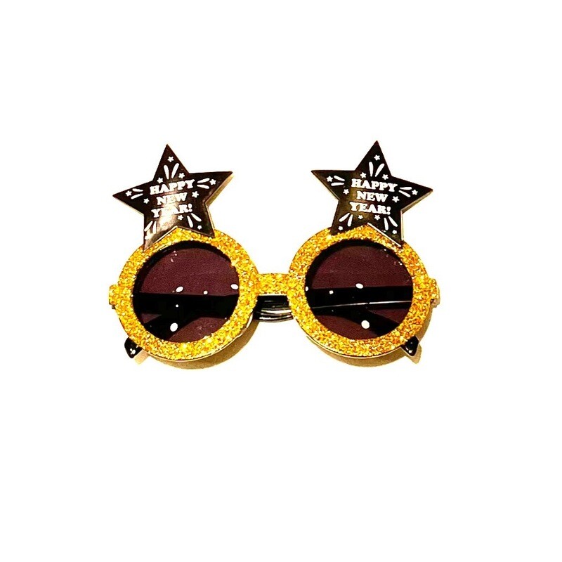 Happy New Year Gold Star Glasses