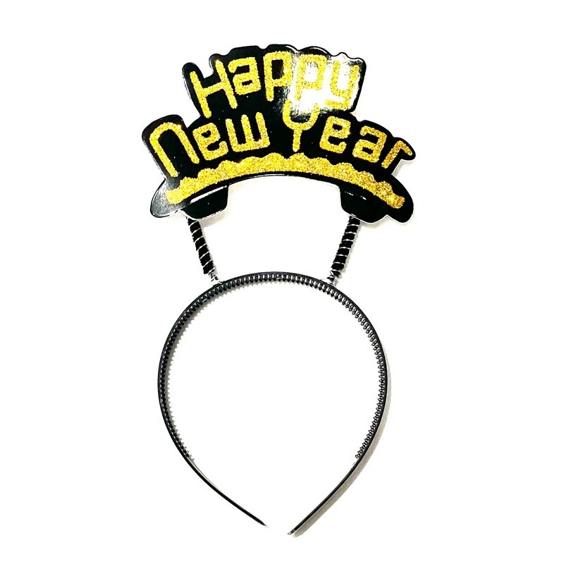 Happy New Year Black Gold Headband