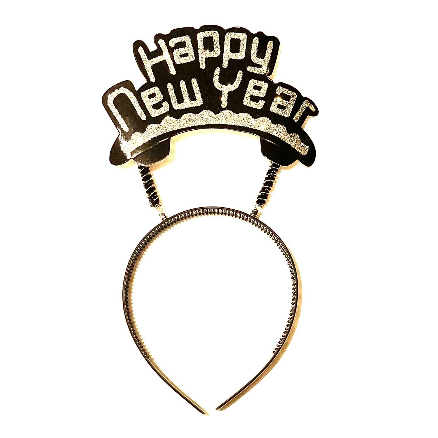 Happy New Year Black Silver Headband
