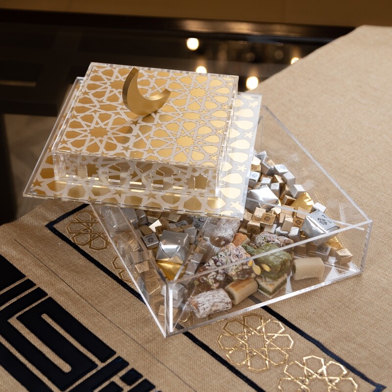 AL Noor Arabesque Painted Square Acrylic Box