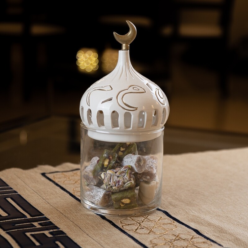 Al Noor Diwani Outline Calligraphy Dome Glass Container