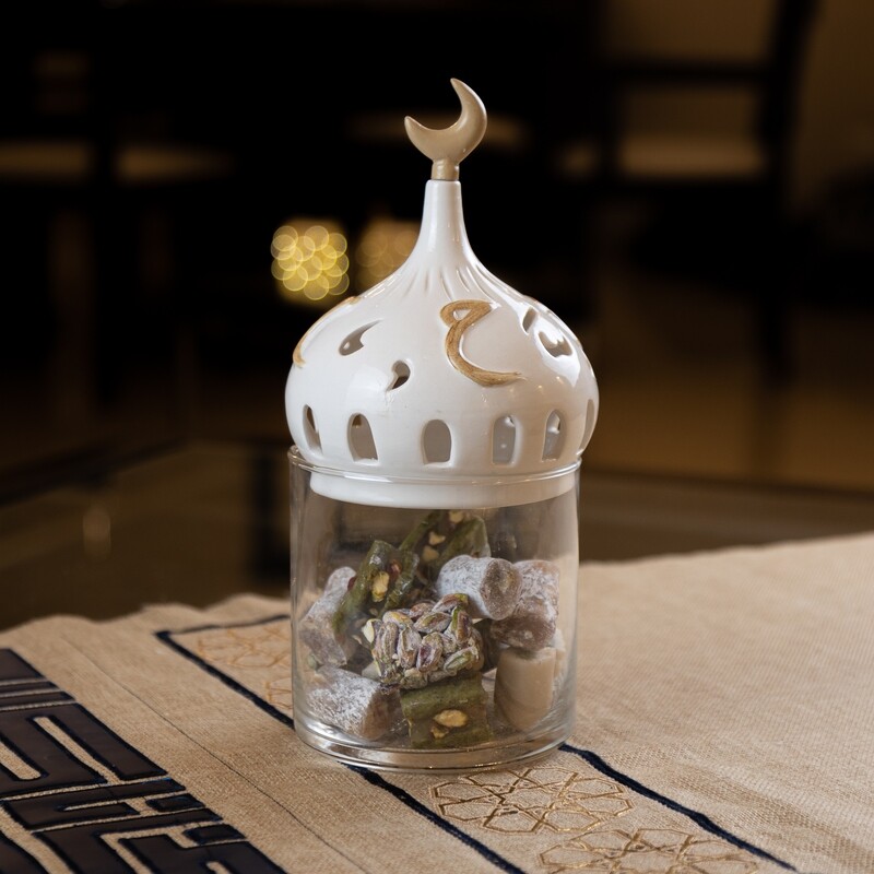 Al Rahma Diwani Engraved Calligraphy Dome Glass Container