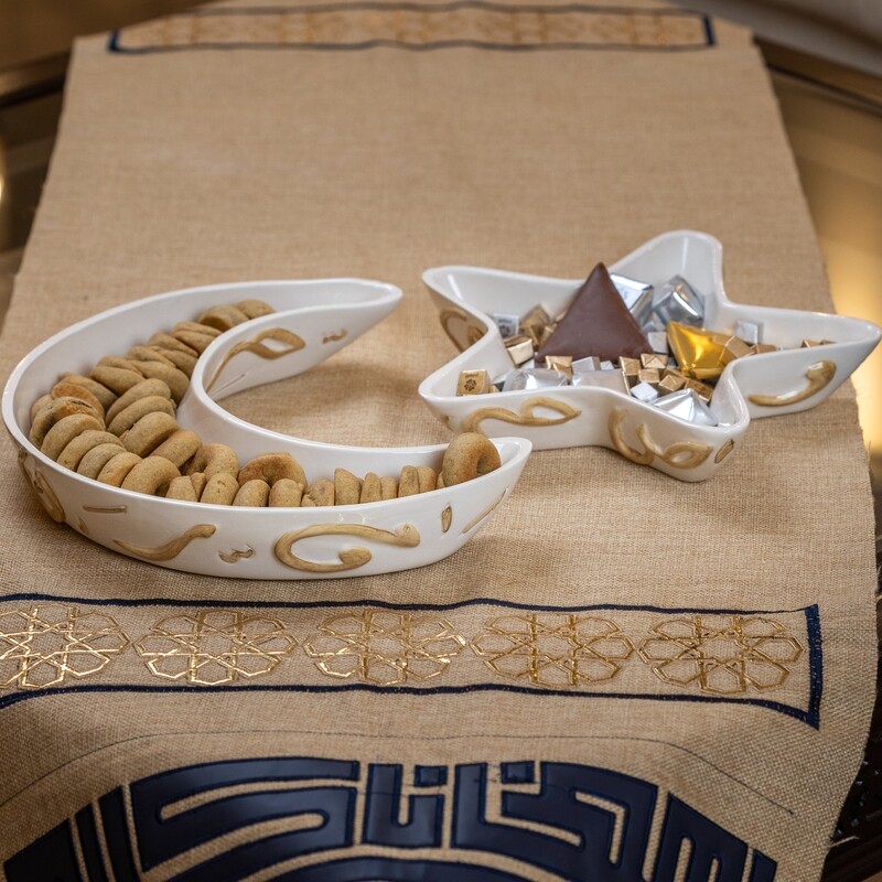 Al Rahma Diwani Engraved Calligraphy Set Of Crescent & Star Plates