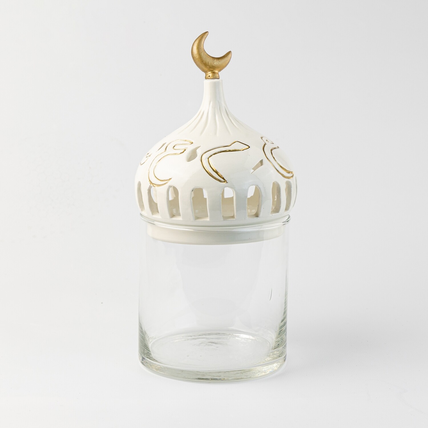 Al Noor Diwani Outline Calligraphy Dome Glass Container