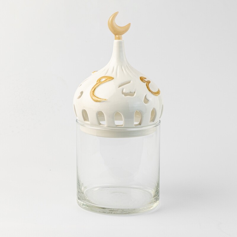 Al Rahma Diwani Engraved Calligraphy Dome Glass Container