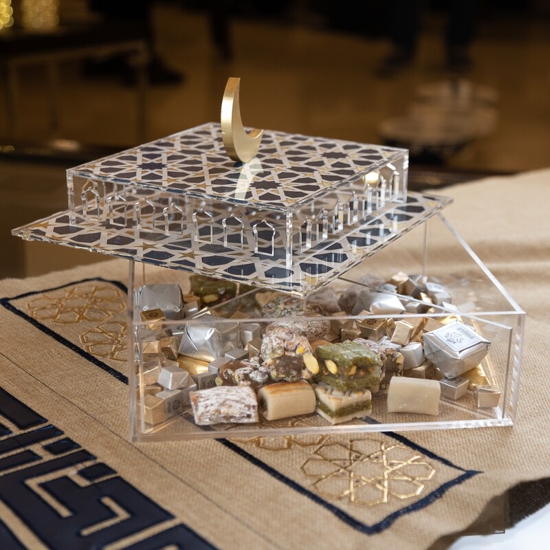 AL Basma Arabesque Painted Square Acrylic Box