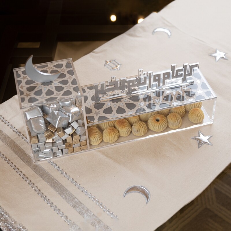 AL Salam Eid Arabesque Painted Rectangular Acrylic Box