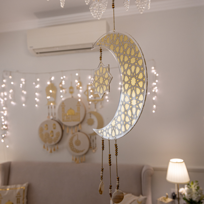 Al Noor Large Crescent & Star Hanging Decoration