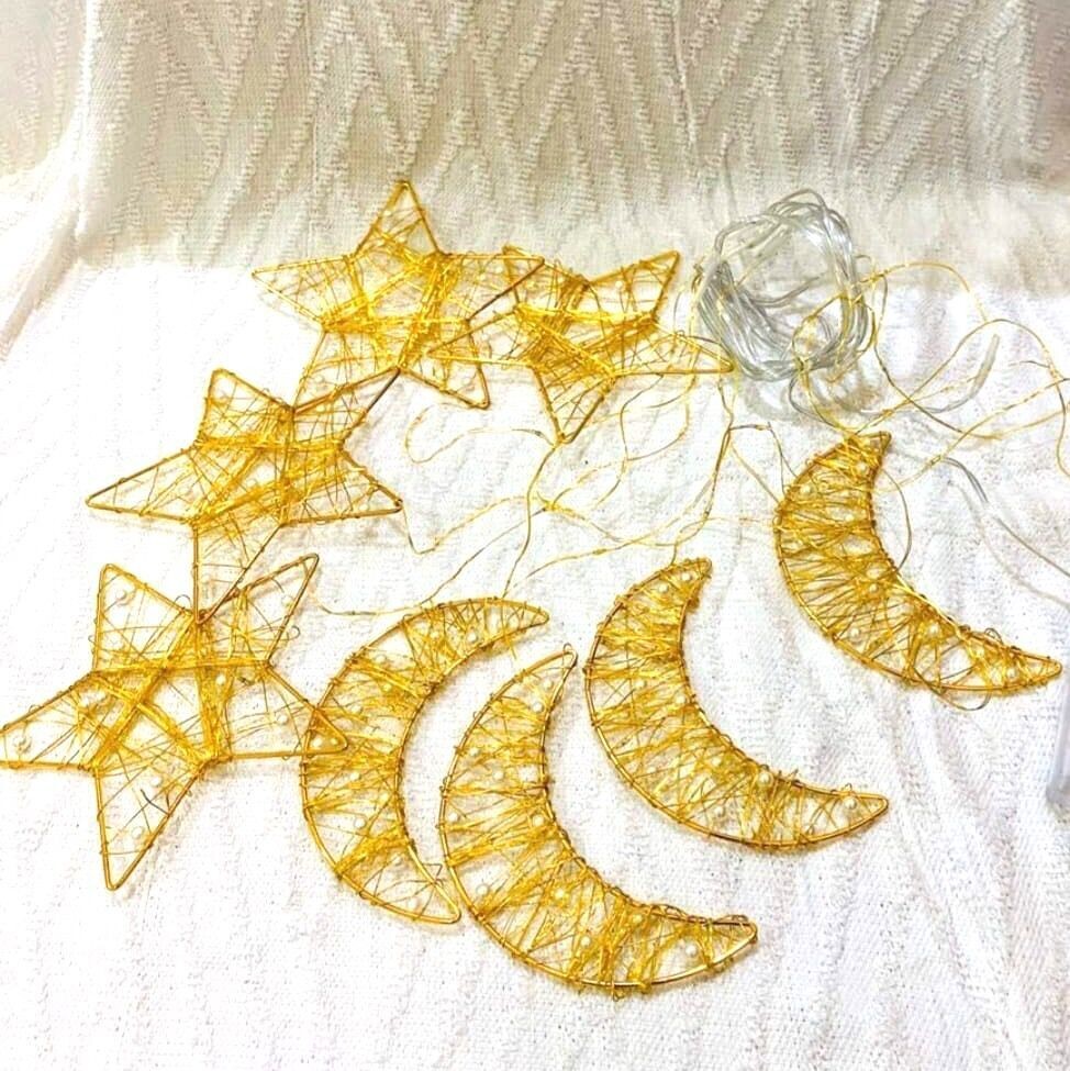 Large Wire Crescent Star Light String