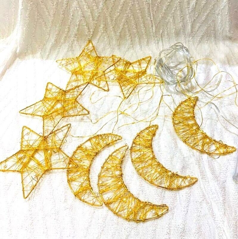Large Wire Crescent Star Light String