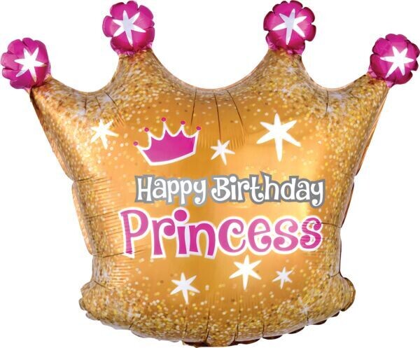 Happy Birthday Gold Crown Foil Balloon