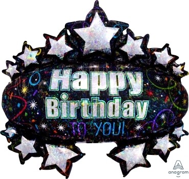 SuperShape Brilliant BDay Marquee Foil Balloon