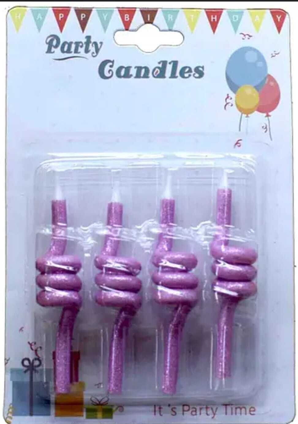 Coil Candles Pink /4Pcs