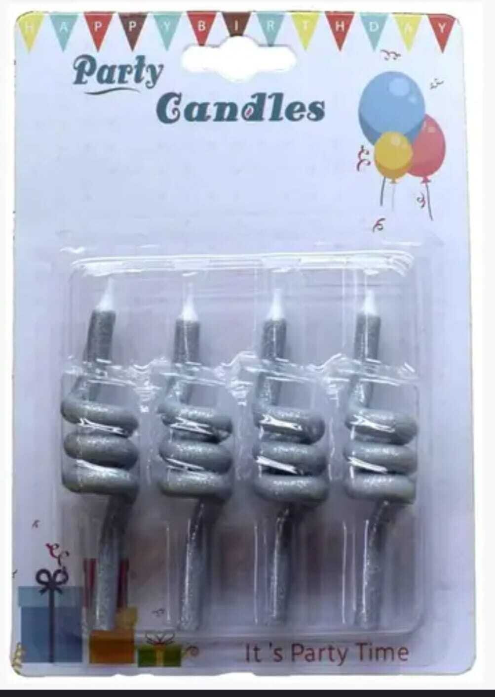 Coil Candles Silver /4Pcs