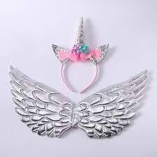 Unicorn Headband With Hair And Wings /1Pc