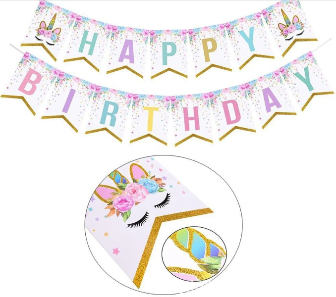 Unicorn Happy Birthday Banner