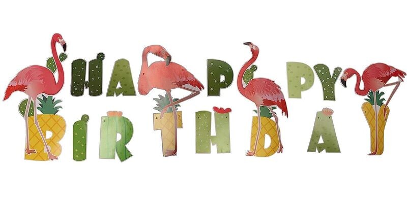 Flamingo Happy Birthday Banner