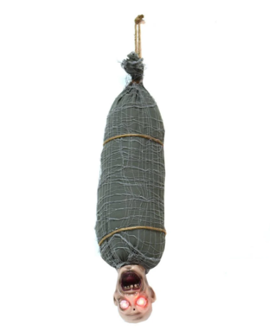 Halloween Animated Hanging Corpse with LED Light Up Eyes &amp; Sound Effect /1Pc