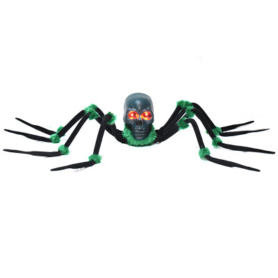 Halloween Green Creepy Crawling Skull Spider with Light Up &amp; Sound /1Pc