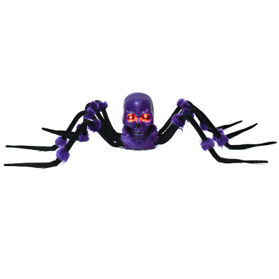 Halloween Purple Creepy Crawling Skull Spider with Light Up &amp; Sound /1Pc
