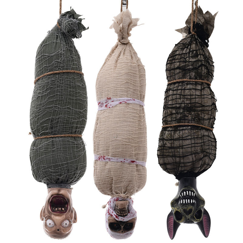 Halloween Animated Hanging Corpse with LED Light Up Eyes & Sound Effect /1Pc