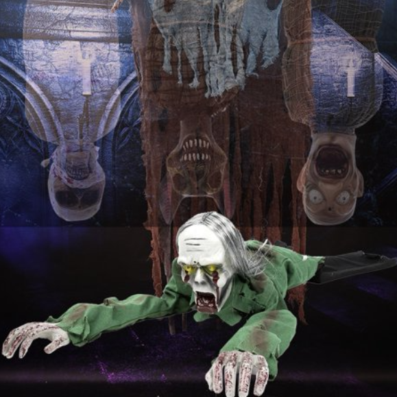 Life Size Halloween Crawling Talking Zombie Witch Prop /1Pc