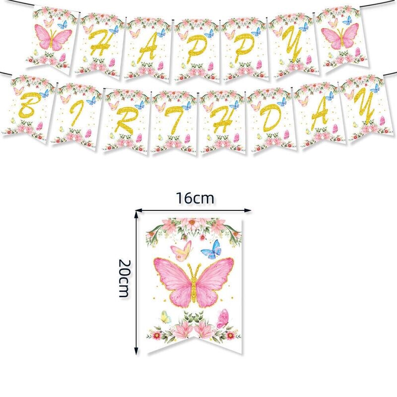 Butterflies Happy Birthday Banner