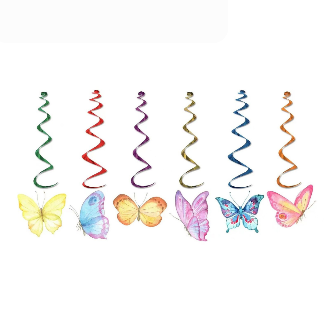 Butterflies Hanging Swirls /6Pcs