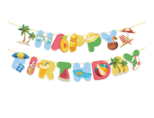 Sunny Beach Happy Birthday Banner