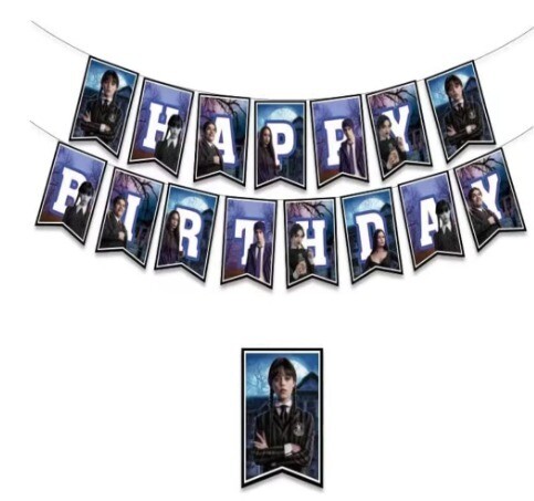 Wednesday Addams Happy Birthday Banner