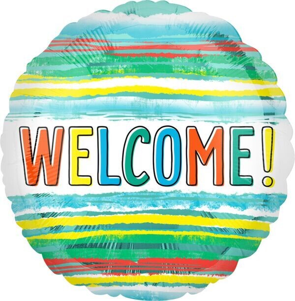Welcome Watercolor Stripes Foil Balloon