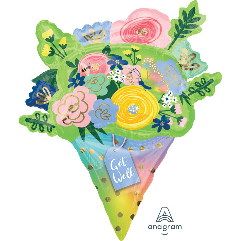 Supershape Get Well Flower Bouquet Foil Balloon